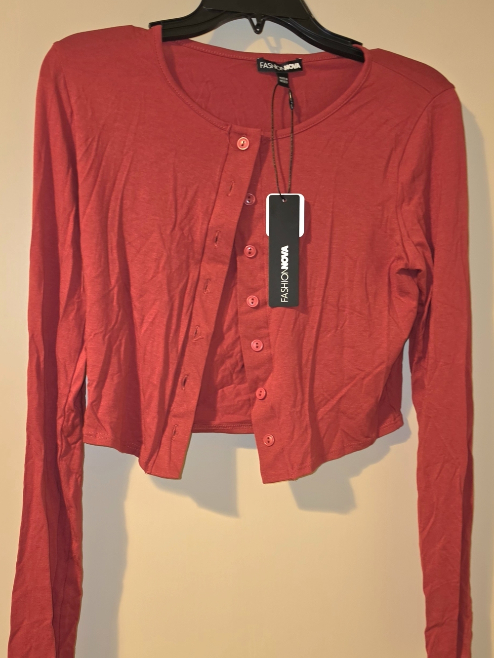 Raya Long Sleeve Ruffle Short Set - Red - Picture 3 of 3